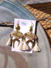 Load image into Gallery viewer, Spring collection-dusty pink blossom, real pressed flower in resin, hammered brass,
