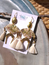 Load image into Gallery viewer, Spring collection-dusty pink blossom, real pressed flower in resin, hammered brass,