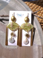 Load image into Gallery viewer, Spring collection-jade green blossom, real pressed flower in resin, genuine jade stone bezels