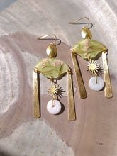 Load image into Gallery viewer, Spring collection-jade green blossom, real pressed flower in resin, genuine jade stone bezels