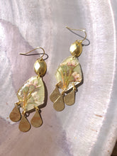 Load image into Gallery viewer, Spring collection-jade green blossom, real pressed flower in resin, hammered brass