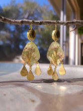 Load image into Gallery viewer, Spring collection-jade green blossom, real pressed flower in resin, hammered brass