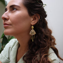 Load image into Gallery viewer, Spring collection-dusty pink blossom, real pressed flower in resin, hammered brass,