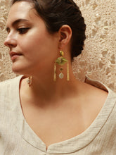 Load image into Gallery viewer, Spring collection-jade green blossom, real pressed flower in resin, genuine jade stone bezels