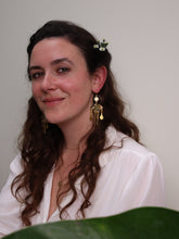 Load image into Gallery viewer, Spring collection- Sun Goddess, dusty pink blossom, real pressed flower in resin, hammered brass,