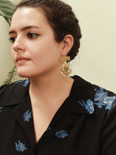 Load image into Gallery viewer, Spring collection-jade green blossom, real pressed flower in resin, hammered brass,