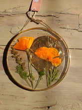 Load image into Gallery viewer, Golden California poppy, Resin wall hangings, 6 inch round wall decor