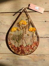 Load image into Gallery viewer, Rain Drop Mountain wall decor, Resin wall hangings, Rose gold mountains, golden moon, California poppies