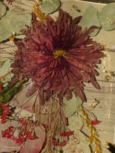 Load image into Gallery viewer, Vintage Red Chrysanthemum Tray, charcuterie board,12 inches x 10 inches, metal twig handle, made with FDA food safe resin
