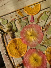 Load image into Gallery viewer, Strawberry Orange Drop Tray, charcuterie board,12 inches x 10 inches, metal twig handle, made with FDA food safe resin