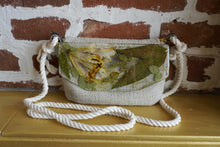 Load image into Gallery viewer, Lily Botanical crossbody bag, 8.25 inches x 6.25 inches daily bag, adjustable/removable straps, magnetic closure, pressed flower in resin, lightweight daily bag