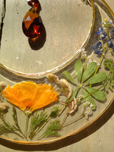 Load image into Gallery viewer, Large California Poppy /Lupine Resin wall hangings, 8 inches wide x10 inches tall, amber crystal, clear background, california wildflower
