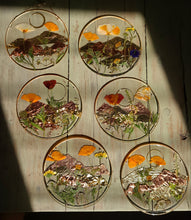 Load image into Gallery viewer, Mountain range Resin wall hangings, 7 inches in diameter, clear background, california wildflower
