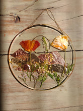 Load image into Gallery viewer, Mountain range Resin wall hangings, 7 inches in diameter, clear background, california wildflower