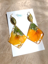 Load image into Gallery viewer, California Poppy Dangles, real pressed flower in resin