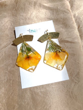 Load image into Gallery viewer, California Poppy Dangles, real pressed flower in resin