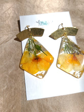 Load image into Gallery viewer, California Poppy Dangles, real pressed flower in resin