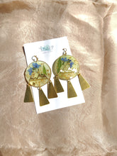 Load image into Gallery viewer, Mountain dangle, jade green earring, bohemian statemenet earring