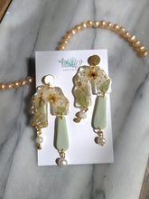 Load image into Gallery viewer, Vintage Chic Collection-mismatched pair, mixed medium earrings( resin, clay, pearl) stainless steel stud top