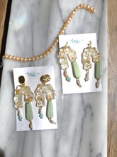 Load image into Gallery viewer, Vintage Chic Collection-mismatched pair, mixed medium earrings( resin, clay, pearl) stainless steel stud top