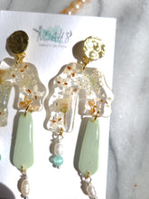 Load image into Gallery viewer, Vintage Chic Collection-mismatched pair, mixed medium earrings( resin, clay, pearl) stainless steel stud top