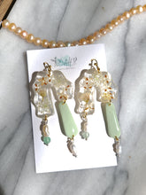 Load image into Gallery viewer, Vintage Chic Collection-mismatched pair, mixed medium earrings( resin, clay, pearl) stainless steel stud top