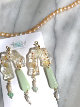 Load image into Gallery viewer, Vintage Chic Collection-mismatched pair, mixed medium earrings( resin, clay, pearl) stainless steel stud top