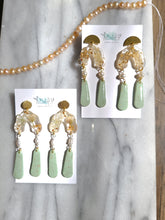 Load image into Gallery viewer, Vintage chic collection- mixed medium earrings( resin, clay, pearl) stainless steel stud top