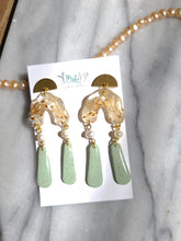 Load image into Gallery viewer, Vintage chic collection- mixed medium earrings( resin, clay, pearl) stainless steel stud top