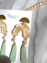 Load image into Gallery viewer, Vintage chic collection- mixed medium earrings( resin, clay, pearl) stainless steel stud top