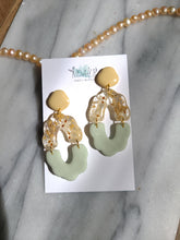 Load image into Gallery viewer, Vintage chic collection- mixed medium earrings( resin, clay, pearl), stainless steel stud top