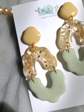 Load image into Gallery viewer, Vintage chic collection- mixed medium earrings( resin, clay, pearl), stainless steel stud top