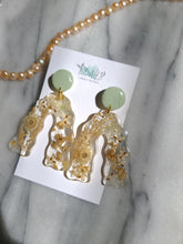 Load image into Gallery viewer, Vintage chic collection- mixed medium earrings( resin, clay), stainless steel stud top