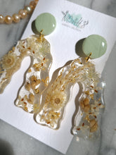 Load image into Gallery viewer, Vintage chic collection- mixed medium earrings( resin, clay), stainless steel stud top