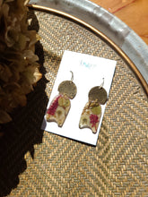Load image into Gallery viewer, Fall Collection- Dark red amaranthus garden dangles, hammered brass