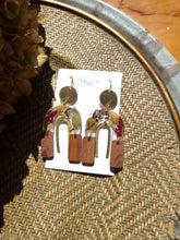 Load image into Gallery viewer, Fall Collection- Dark red amaranthus garden arch, walnut wood with brass bezel