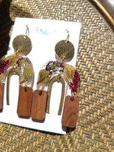 Load image into Gallery viewer, Fall Collection- Dark red amaranthus garden arch, walnut wood with brass bezel