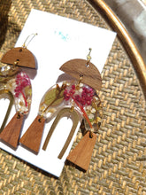 Load image into Gallery viewer, Fall Collection- Dark red amaranthus arch, walnut wood with brass bezel