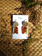Load image into Gallery viewer, Fall Collection - French Marigold Garden dangles, Hammered brass
