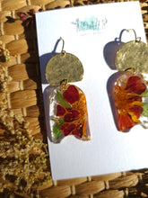 Load image into Gallery viewer, Fall Collection - French Marigold Garden dangles, Hammered brass