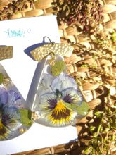 Load image into Gallery viewer, Fall Collection - Viola Garden statement dangles, Hammered brass