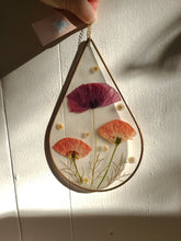 Load image into Gallery viewer, Iceland Poppy Wall Hanging, Teardrop, frosted background