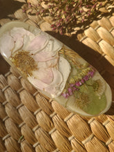 Load image into Gallery viewer, Fall Collection - Large Rose 3 inch barrettes, real pressed flowers in resin, French auto-lock, taupe background