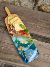 Load image into Gallery viewer, California Golden Coast, charcuterie board, 16 x 4.7 inches, solid wood tray, made with FDA food safe resin