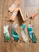 Load image into Gallery viewer, Holiday Ornament- 3.5 in, Translucent Aquamarine Blue California Coast with ocean art