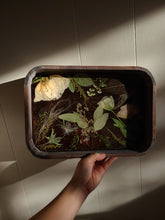Load image into Gallery viewer, Medium Rounded edge rectangular tray, floral vanity tray, vintage styled wood tray, made with FDA food safe resin