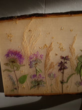 Load image into Gallery viewer, Large herbal flower charcuterie board, 23 x 9.5 inches, solid wood tray, made with FDA food safe resin