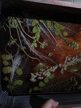 Load image into Gallery viewer, Large Rounded edge rectangular tray, floral vanity tray, vintahe styled wood tray, made with FDA food safe resin