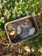 Load image into Gallery viewer, Medium Rounded edge rectangular tray, floral vanity tray, vintage styled wood tray, made with FDA food safe resin