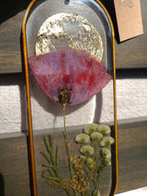 Load image into Gallery viewer, Small Iceland Poppy Wall Decor- Unique wooden frame, Capsule shaped, real pressed flowers
